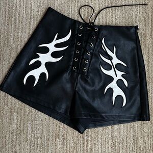 12th Tribe Danica Flame faux leather shorts, XS